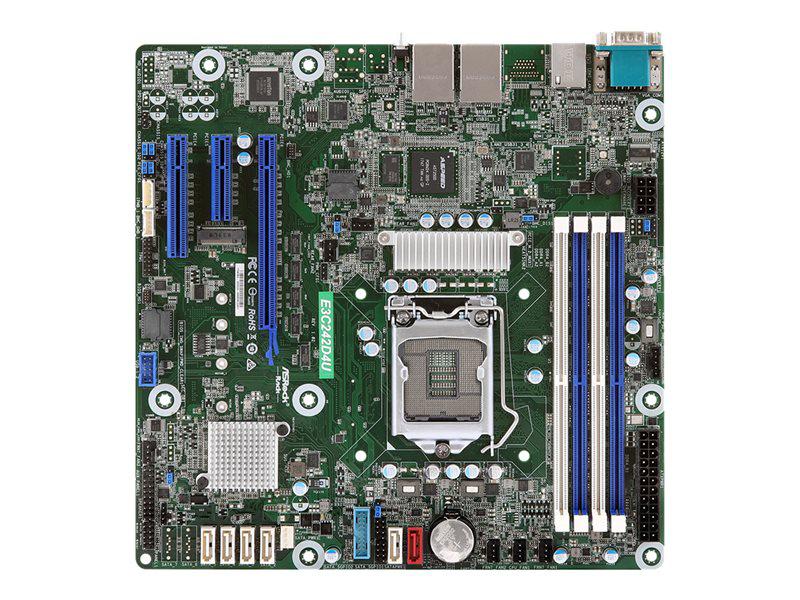 Asrock Rack E3C242D4U - Motherboard - Micro Atx - Lga1151 Socket - C242 Chipset - Usb 3.2 Gen 2 - 2 X Gigabit Lan, Lan - Onboard Graphics