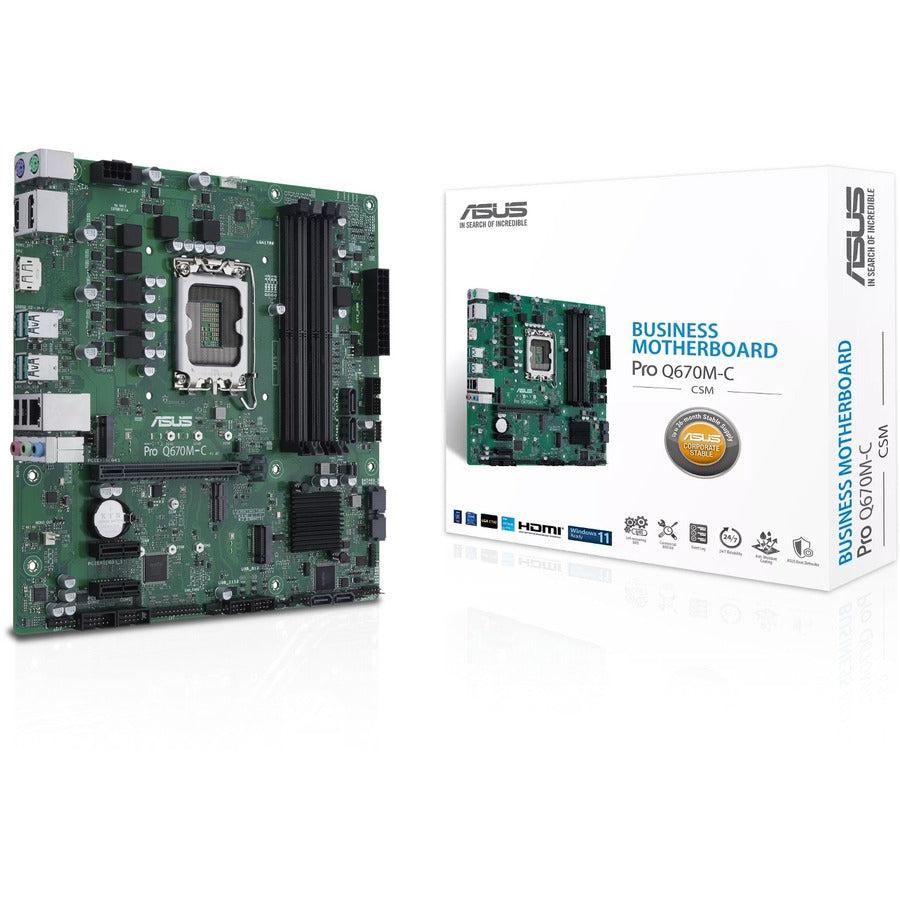 Asus PRO Q670M-C-CSM Desktop Motherboard - Intel Q670 Chipset - Socket LGA-1700 - Intel Optane Memory Ready - Micro ATX PROQ670M-C-CSM