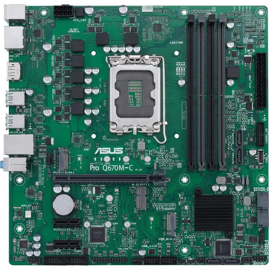 Asus PRO Q670M-C-CSM Desktop Motherboard - Intel Q670 Chipset - Socket LGA-1700 - Intel Optane Memory Ready - Micro ATX PROQ670M-C-CSM