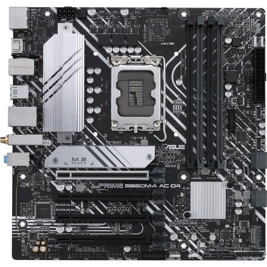 Asus Prime B660M-A AC D4 Desktop Motherboard - Intel B660 Chipset - Socket LGA-1700 - Intel Optane Memory Ready - Micro ATX PRIMEB660M-AACD4