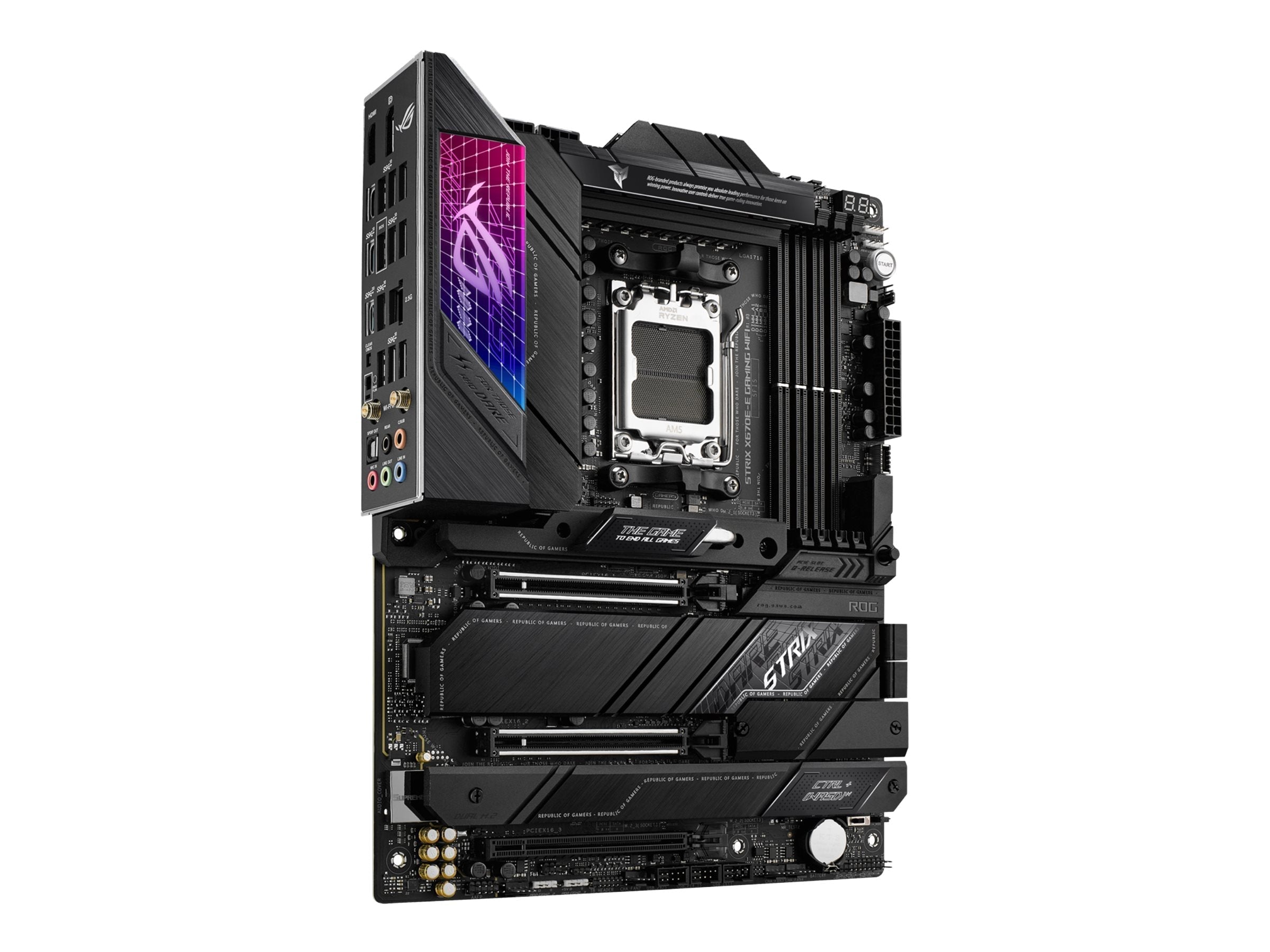 Asus Rog Strix X670E-E Gaming Wifi - Motherboard - Atx - Socket Am5 - Amd X670 Chipset - Usb 3.2 Gen 1, Usb 3.2 Gen 2, Usb-C 3.2 Gen2, Usb-C 3.2 Gen 2X2 - 2.5 Gigabit Lan, Wi-Fi 6, Bluetooth - Onboard Graphics (Cpu Required) - Hd Audio (8-Channel)