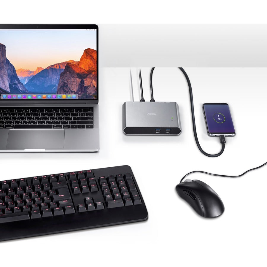 Aten 2-Port USB-C Gen 1 Dock KVM Switch with Power Pass-through US3310