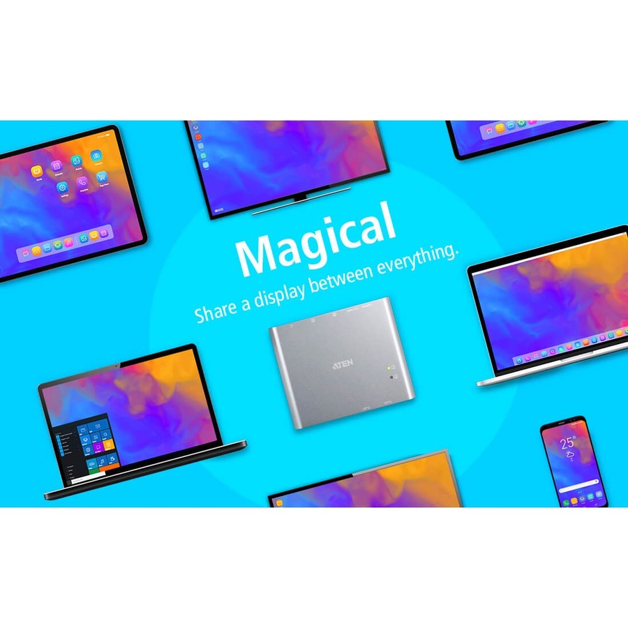 Aten 2-Port USB-C Gen 1 Dock KVM Switch with Power Pass-through US3310