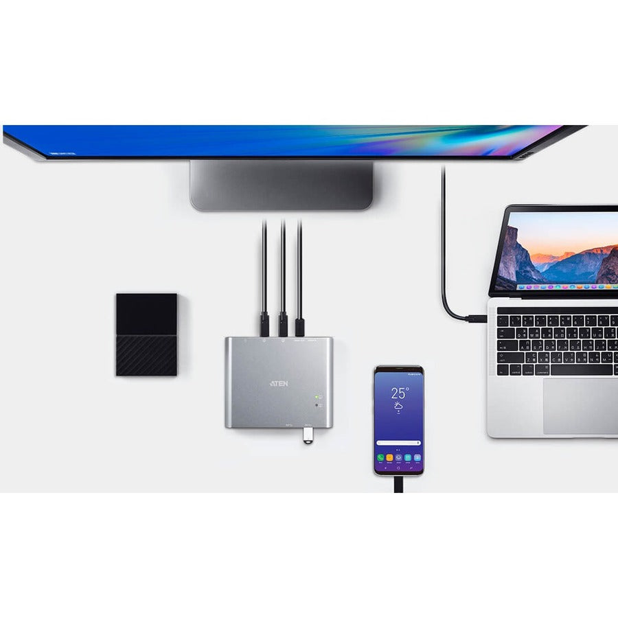 Aten 2-Port USB-C Gen 1 Dock KVM Switch with Power Pass-through US3310