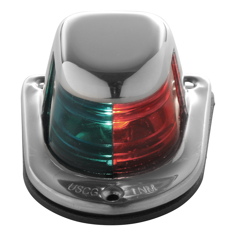 Attwood 1-Mile Deck Mount, Bi-Color Red/Green Combo Sidelight - 12V - Stainless Steel