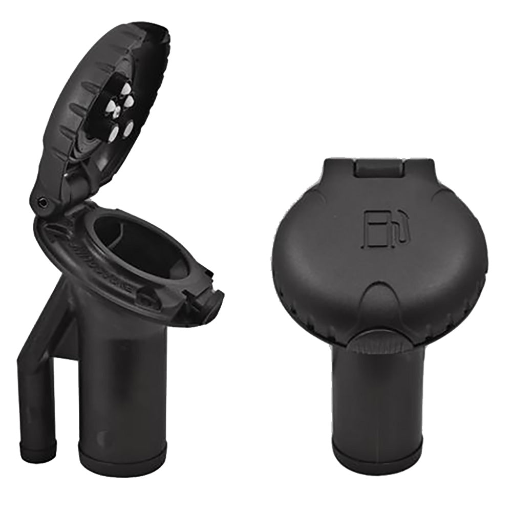Attwood Deck Fill f/Pressure Relief Systems - Angled Body &amp; Scalloped Black Plastic