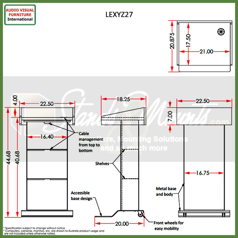 Audio Visual Furniture Modern Mobile Lectern (Various) LEXYZ27