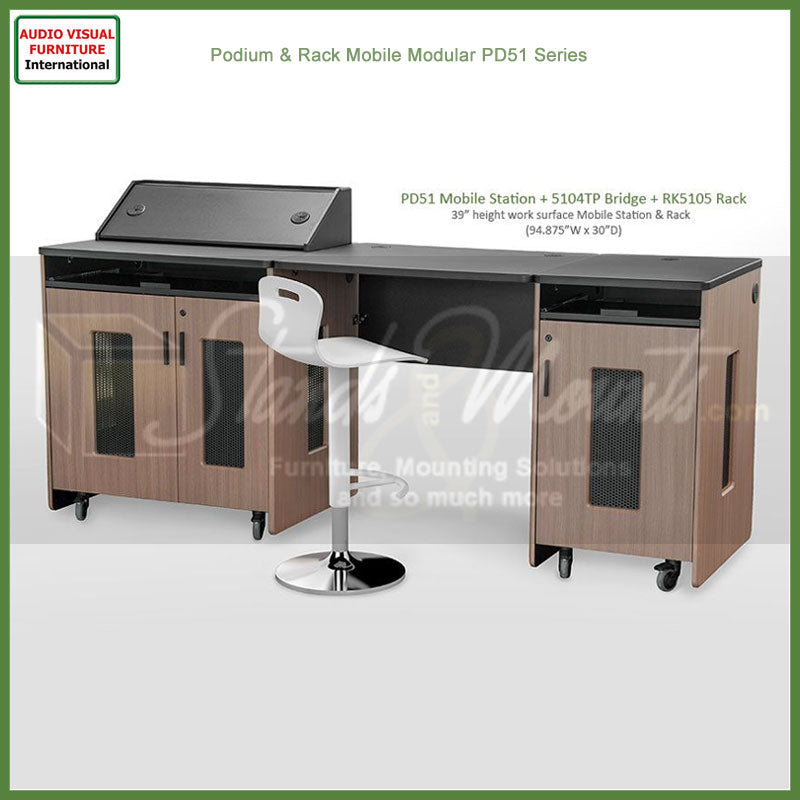Audio Visual Furniture PD51 Series Modular Mobile Rack (14RU) RK5105