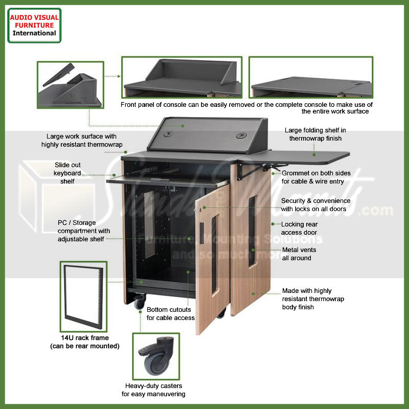 Audio Visual Furniture Podium with Rack Mount (14RU, Various) PD5103