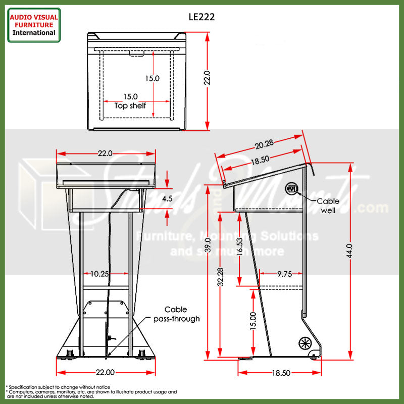 Audio Visual Furniture Slim Presentation Lectern LE222
