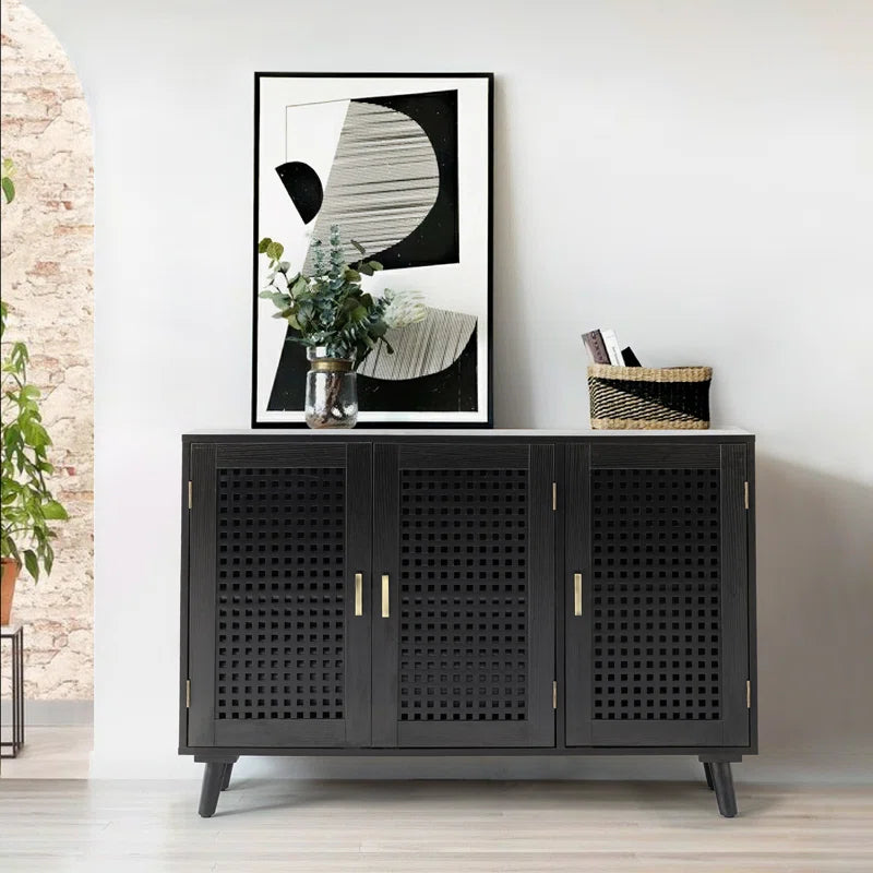 Aulbrey 44 Inch Wide Lattice Doors Sideboard With Storage