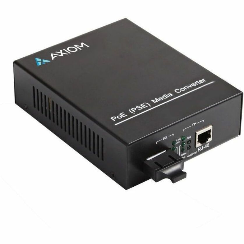Axiom 1Gbs POE+ RJ45 to 1000Base-LX Fiber Media Converter -SMF, LC, 20km, 1310nm MCP32-T2-S3L20-AX