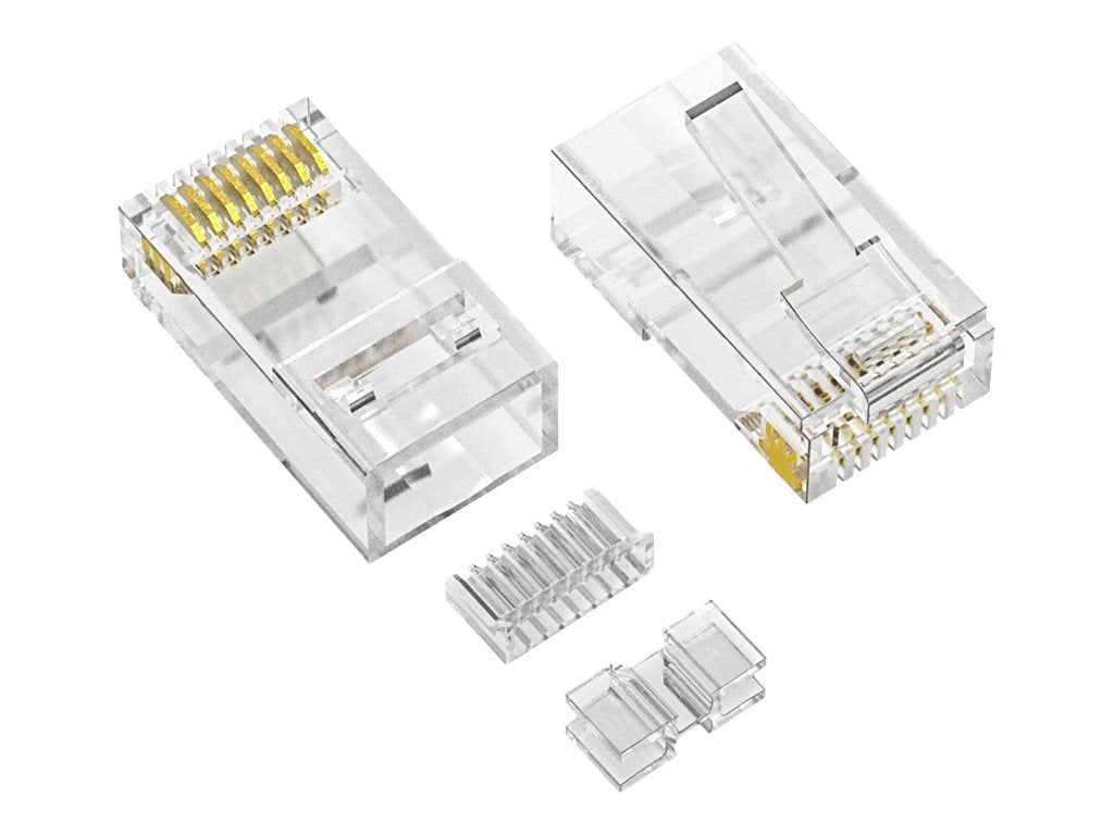 Axiom - Network connector - RJ-45 (M) - UTP - CAT 6a - clear (pack of 100) RJ45C6AUS3100-AX