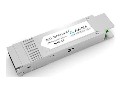 Axiom - QSFP+ transceiver module (equivalent to: Ruckus E40G-QSFP-ER4) - 40GbE - 40GBase-ER4 - QSFP+ - up to 24.9 miles - 1330 E40G-QSFP-ER4-AX