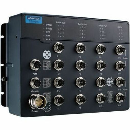 B+B SmartWorx 12GE + 4GE BP Train Switch EKI-9516G-4GMW-AE