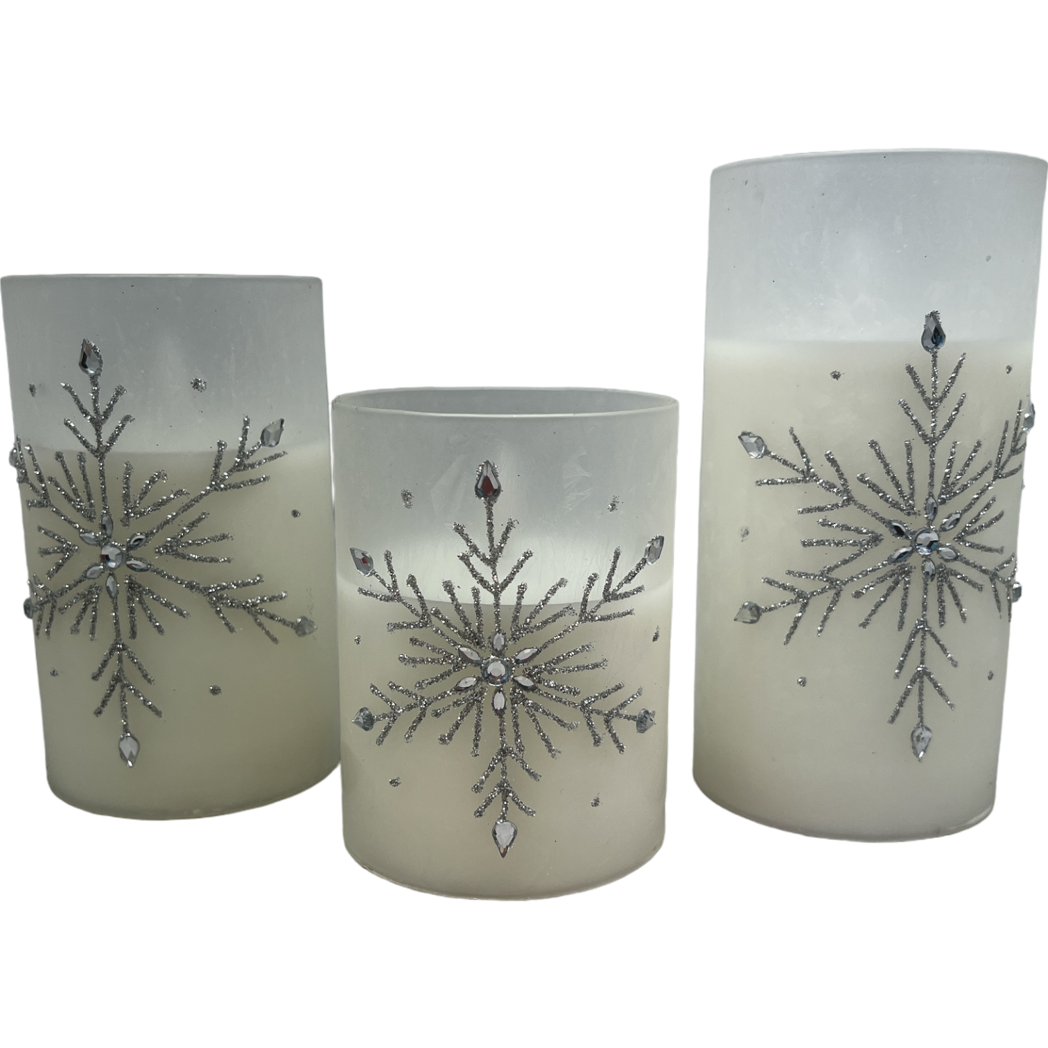 B/O Lighted Glass Holiday Luminaries with LED Set of 3 Candles