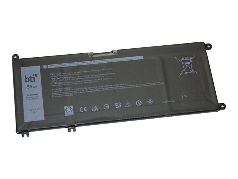 BTI - Notebook battery (equivalent to: Dell 4WN0Y) - 15.2 V - lithium ion - 4-cell - 3680 mAh - 56 Wh 4WN0Y-BTI
