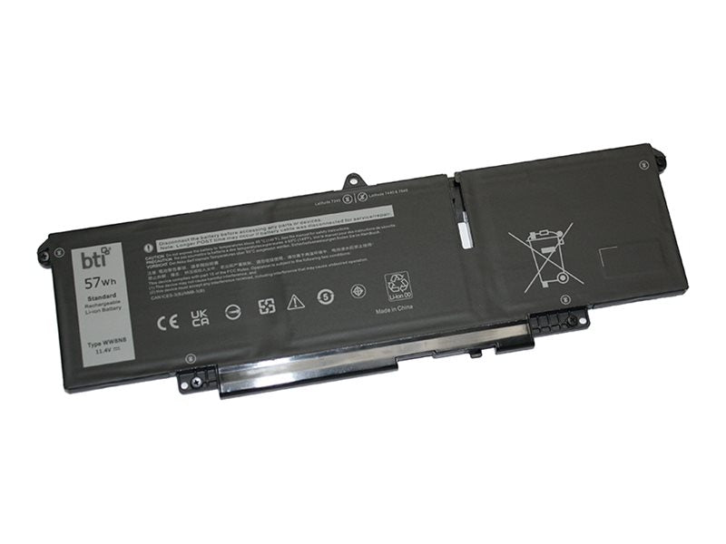 BTI - Notebook battery (equivalent to: Dell WW8N8) - lithium ion - 3-cell - 5000 mAh - 57 Wh WW8N8-BTI