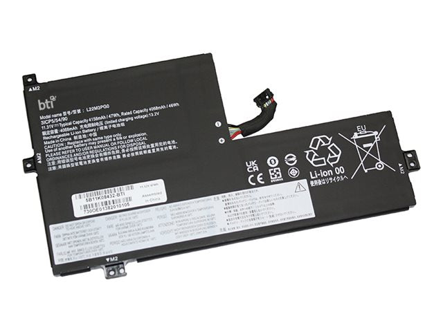 BTI - Notebook battery (equivalent to: Lenovo 5B11K08432) - 11.52 V - lithium ion - 3-cell - 4080 mAh - 47 Wh 5B11K08432-BTI