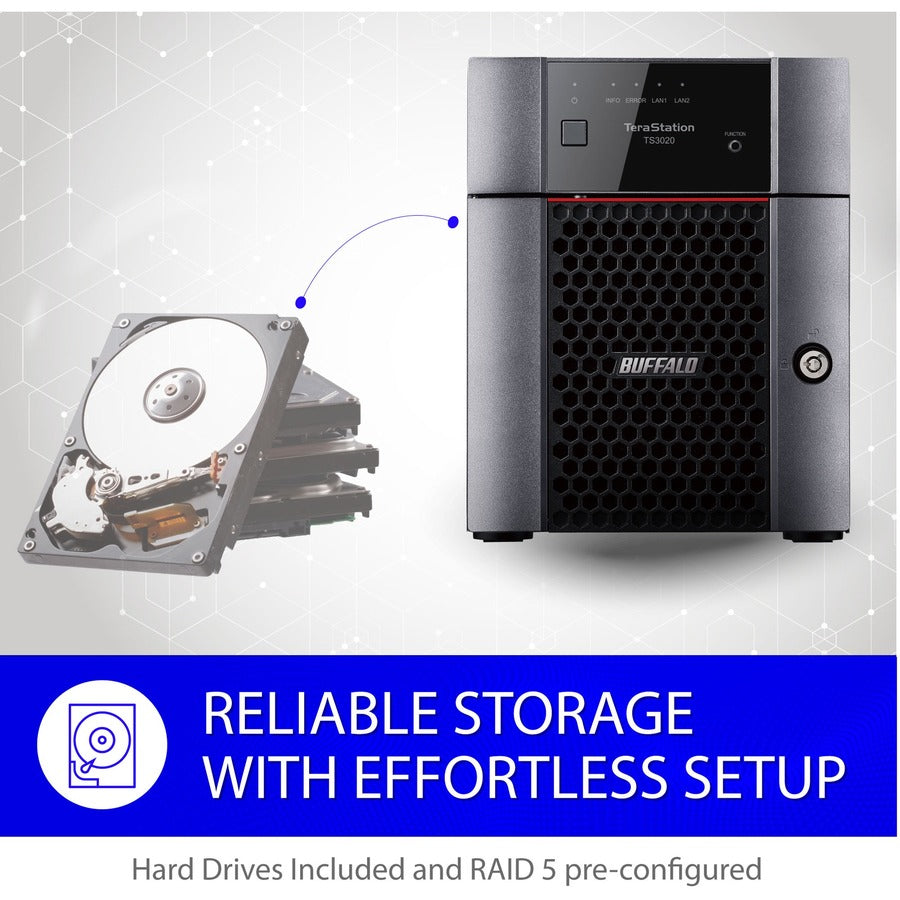 BUFFALO TeraStation 3420DN 4-Bay Desktop NAS 32TB (4x8TB) with HDD NAS Hard Drives Included 2.5GBE / Computer Network Attached Storage / Private Cloud / NAS Storage/ Network Storage / File Server