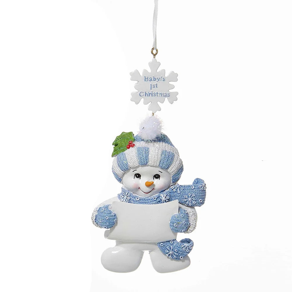 Baby's 1st Christmas Snow Baby Boy Ornament