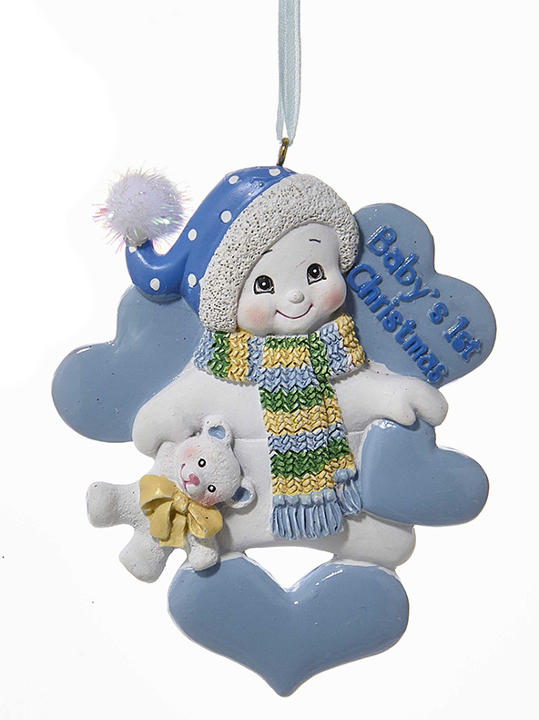 Baby's 1st Christmas - Snowman Ornament - Blue