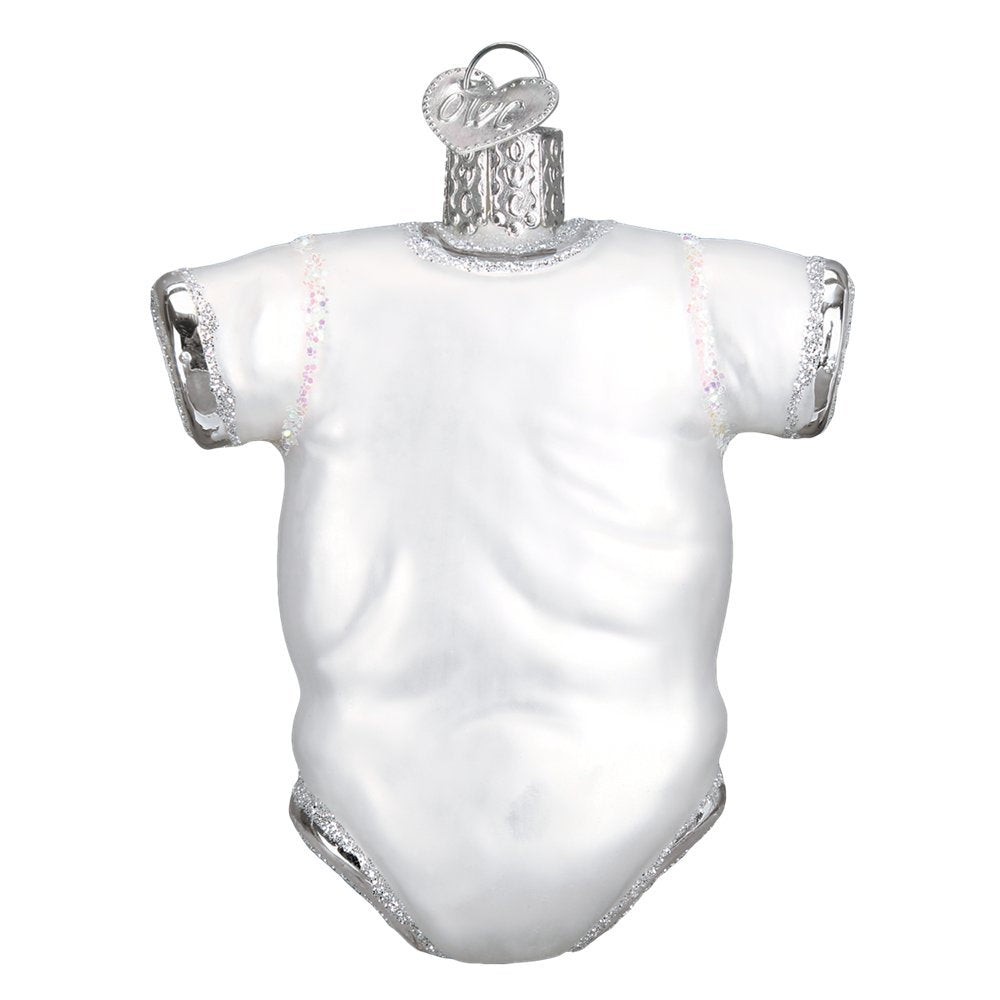 Babys First Christmas White Baby Onesie Glass Ornament