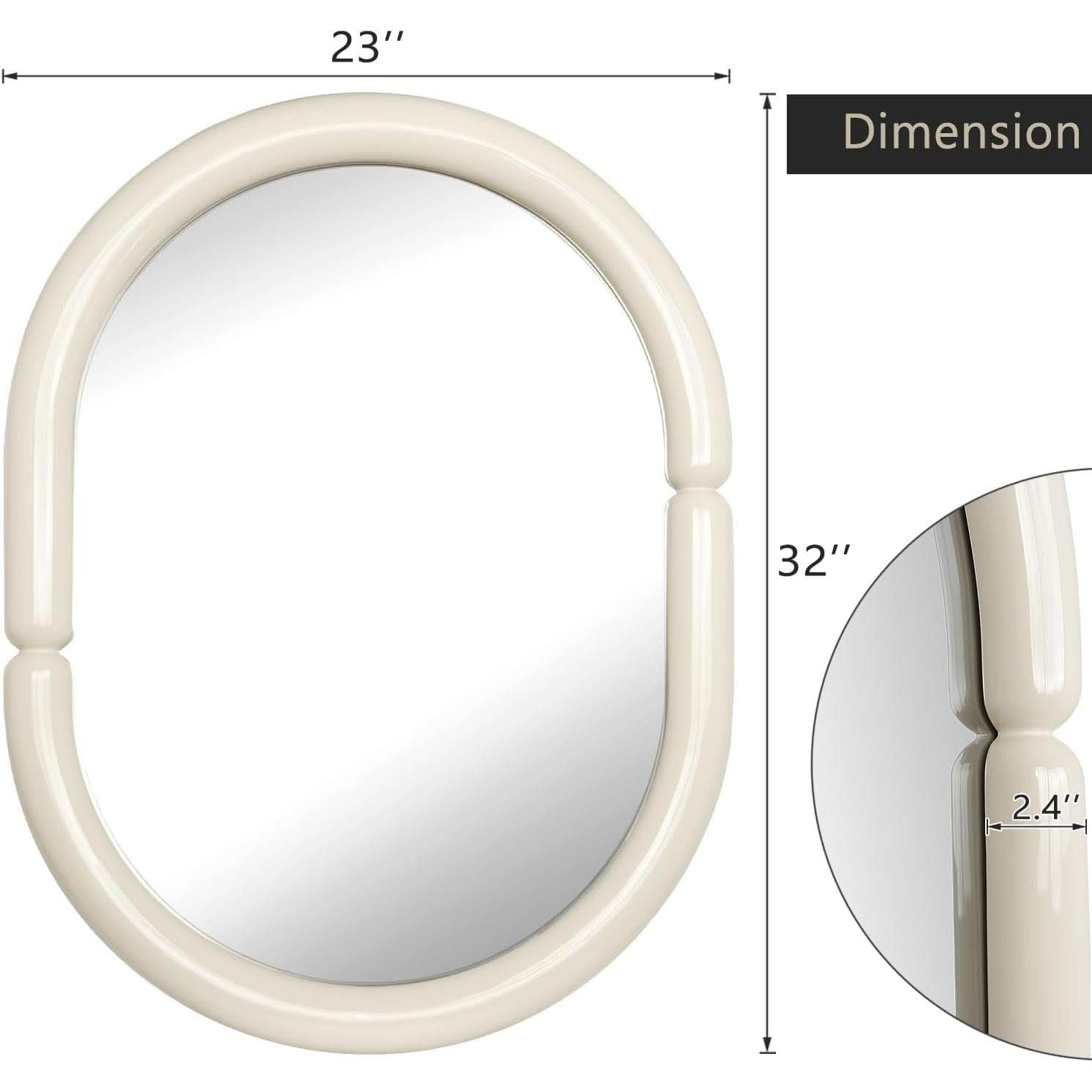 Bagel Shaped Wall Mirror Cream White 32x23 Candy Color