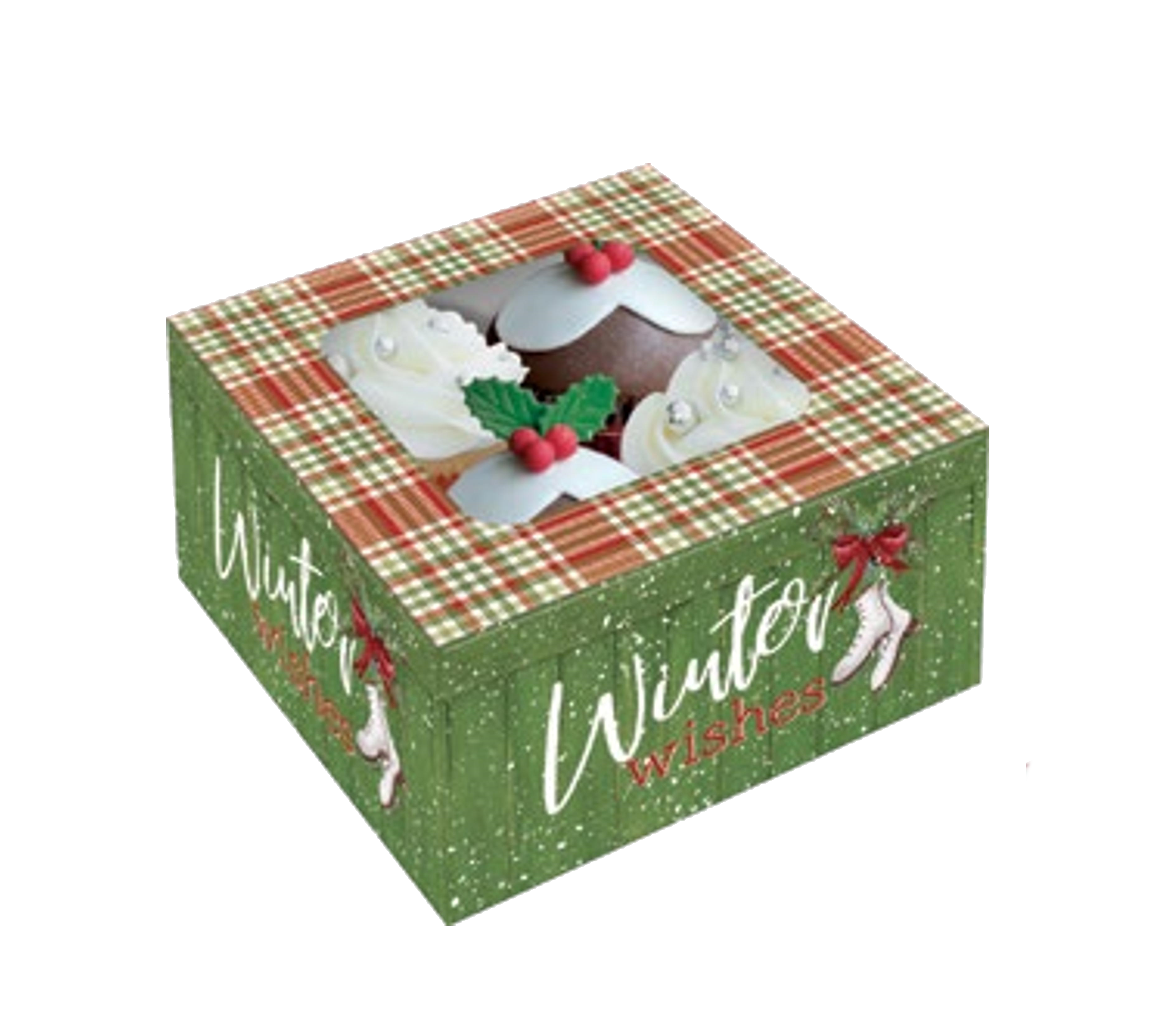 Bakery Box - 4 Cup Cakes or Cookies - Winter Wishes