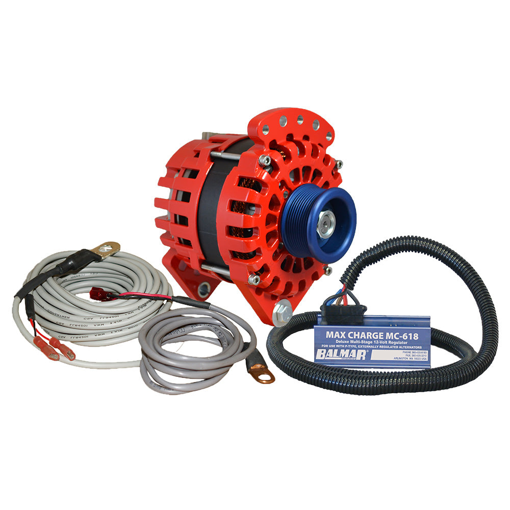 Balmar Alternator 170 AMP Kit 12V 3.15" Dual Foot Saddle J10 Pulley Regulator &amp; Temp