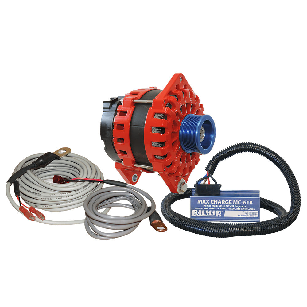 Balmar Alternator 250 AMP Kit 12V 3.15" Dual Foot Saddle J10 Pulley Regulator &amp; Temp
