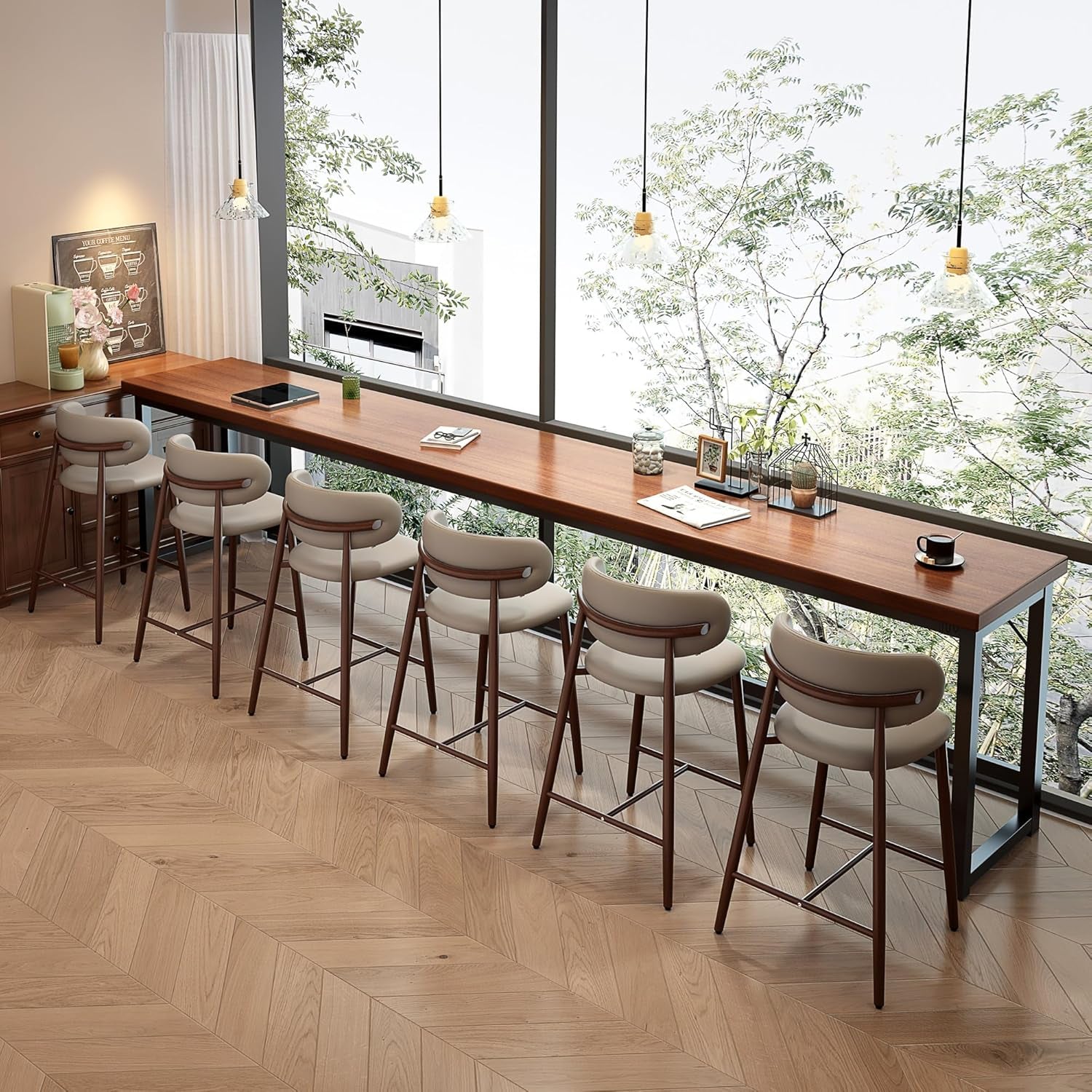Bar Stools Set Of 4 Counter Height Metal Kitchen Bar Stools 26 Inch Walnut Khaki