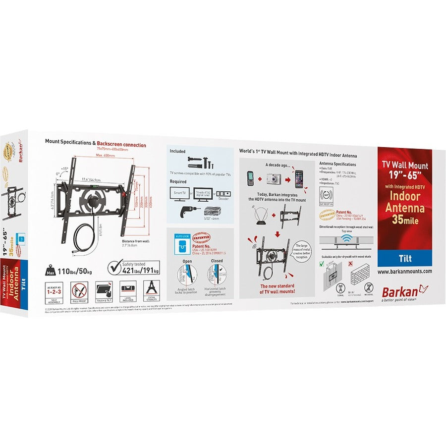 Barkan Wall Mount for TV, Flat Panel Display, Curved Screen Display - Black TVA31