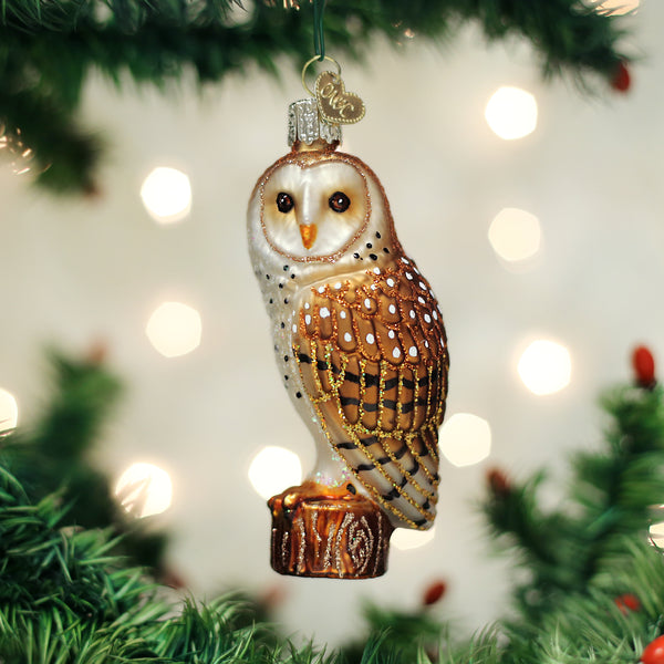 Barn Owl Glass Ornament