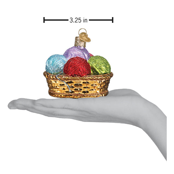 Basket of Yarn Glass Ornament
