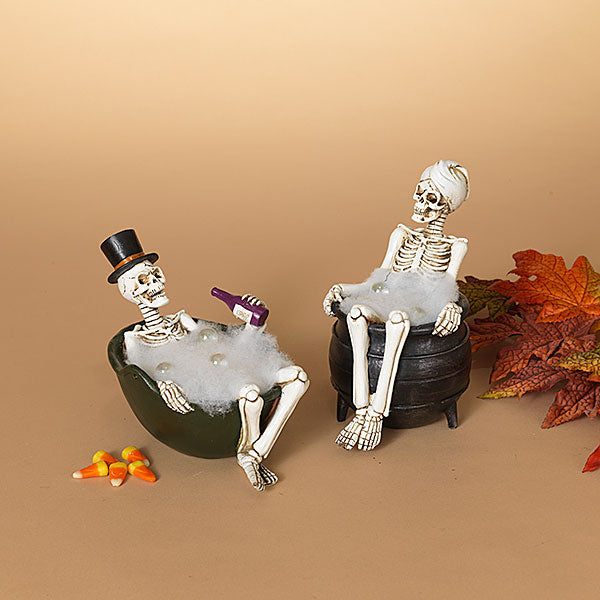 Bathing B/O Lighted Resin Skeleton -
