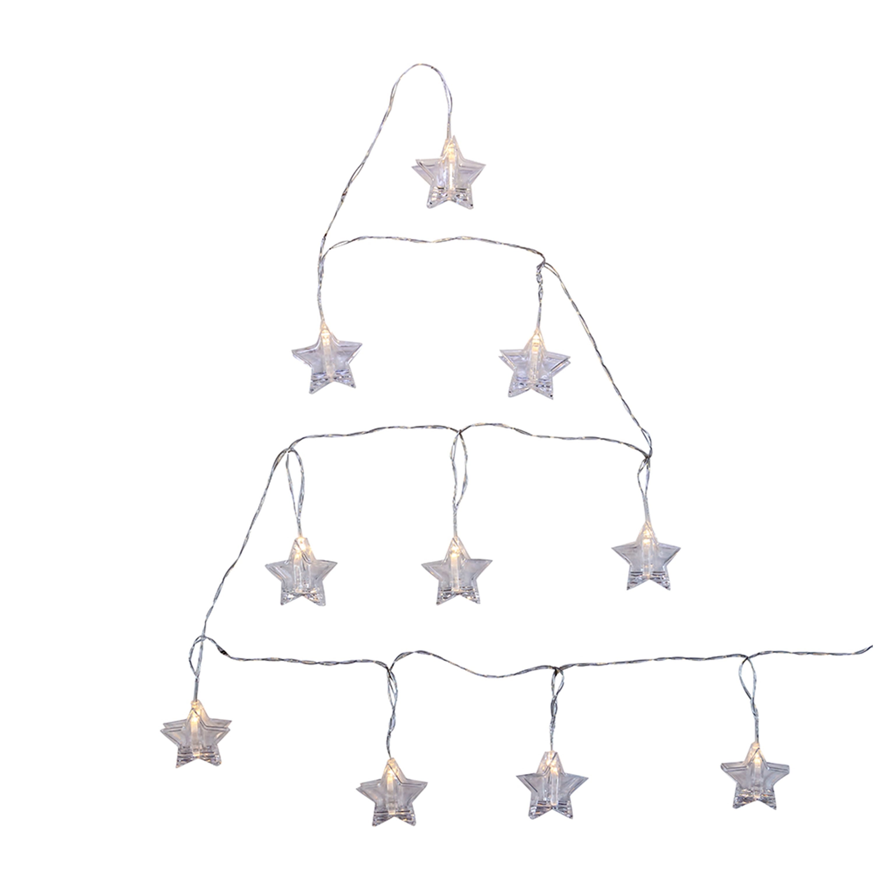 Battery Operated 10-Light Warm White LED Star Clip Light Set