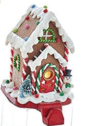 Battery-Operated Gingerbread Candy House Lighted Stocking Hangers -
