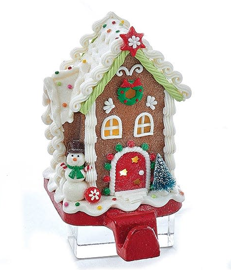 Battery-Operated Gingerbread Candy House Lighted Stocking Hangers -