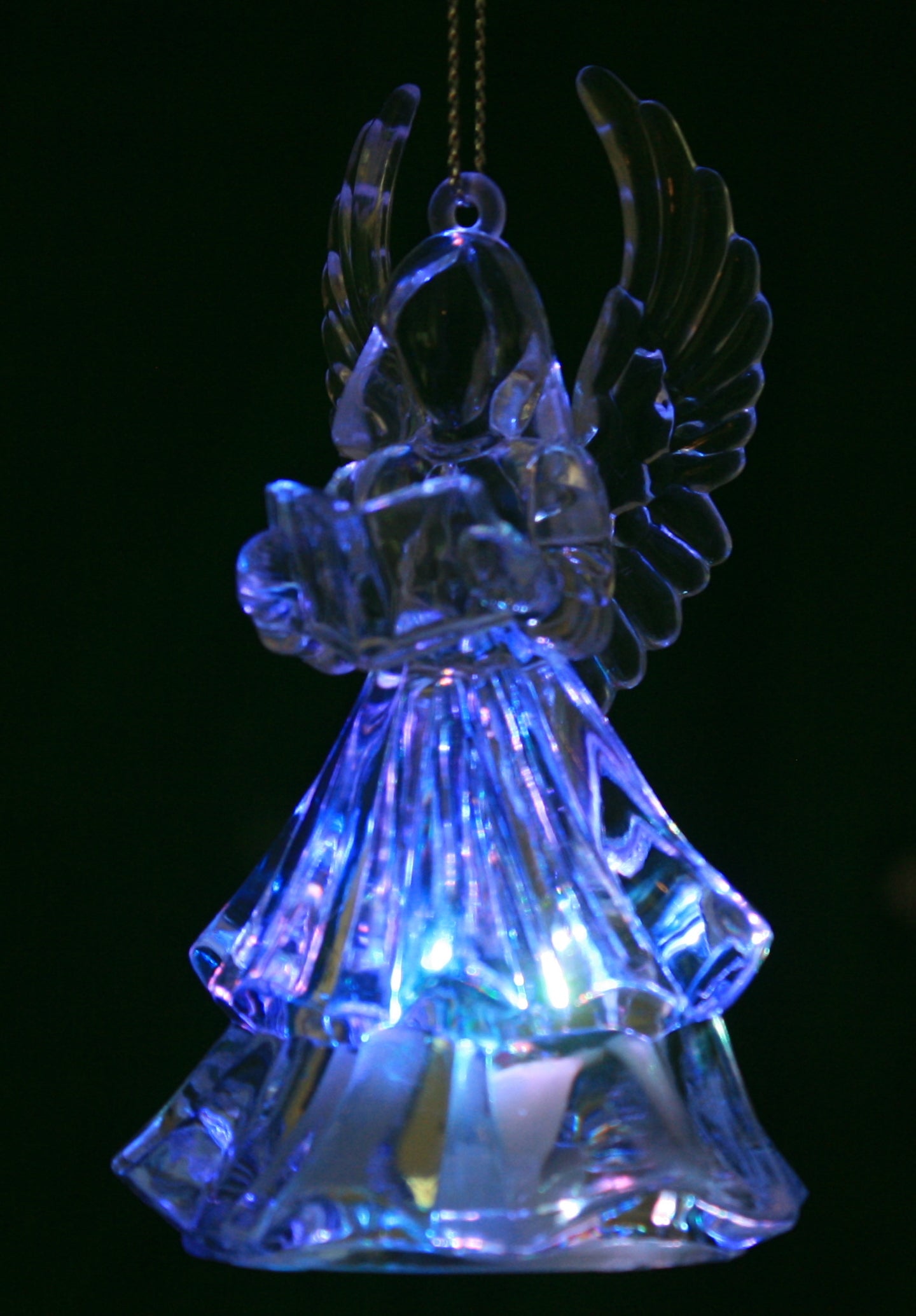 Battery-Operated LED Angel Ornament - Harp