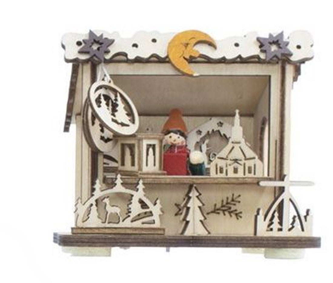 Battery-Operated LED Light-Up Wooden House - Nativity