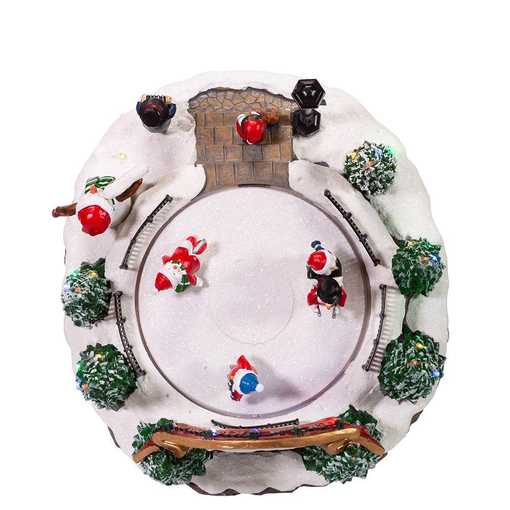 Battery-Operated LED Musical Snowman Ice Rink Table PieceLED Musical Snowman Ice Rink B/O