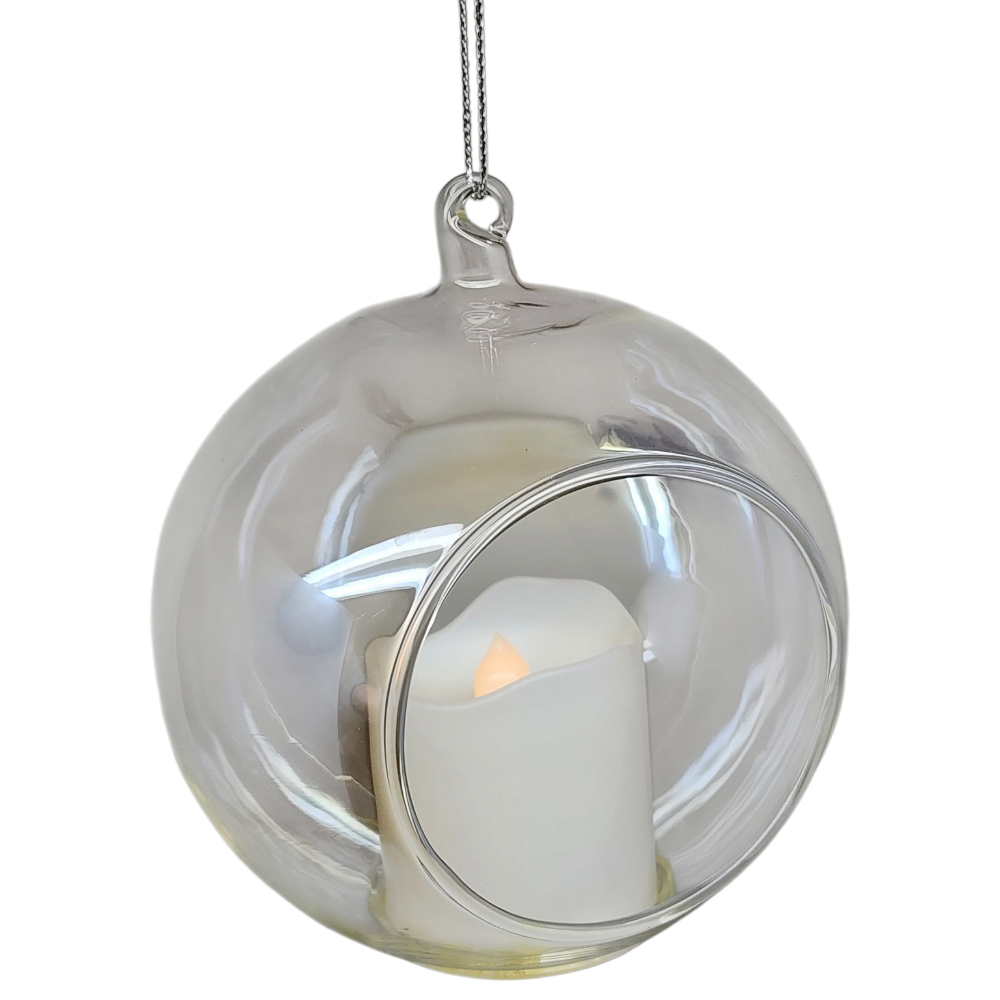Battery-Operated Lighted LED Candle In Glass Ball Ornament
