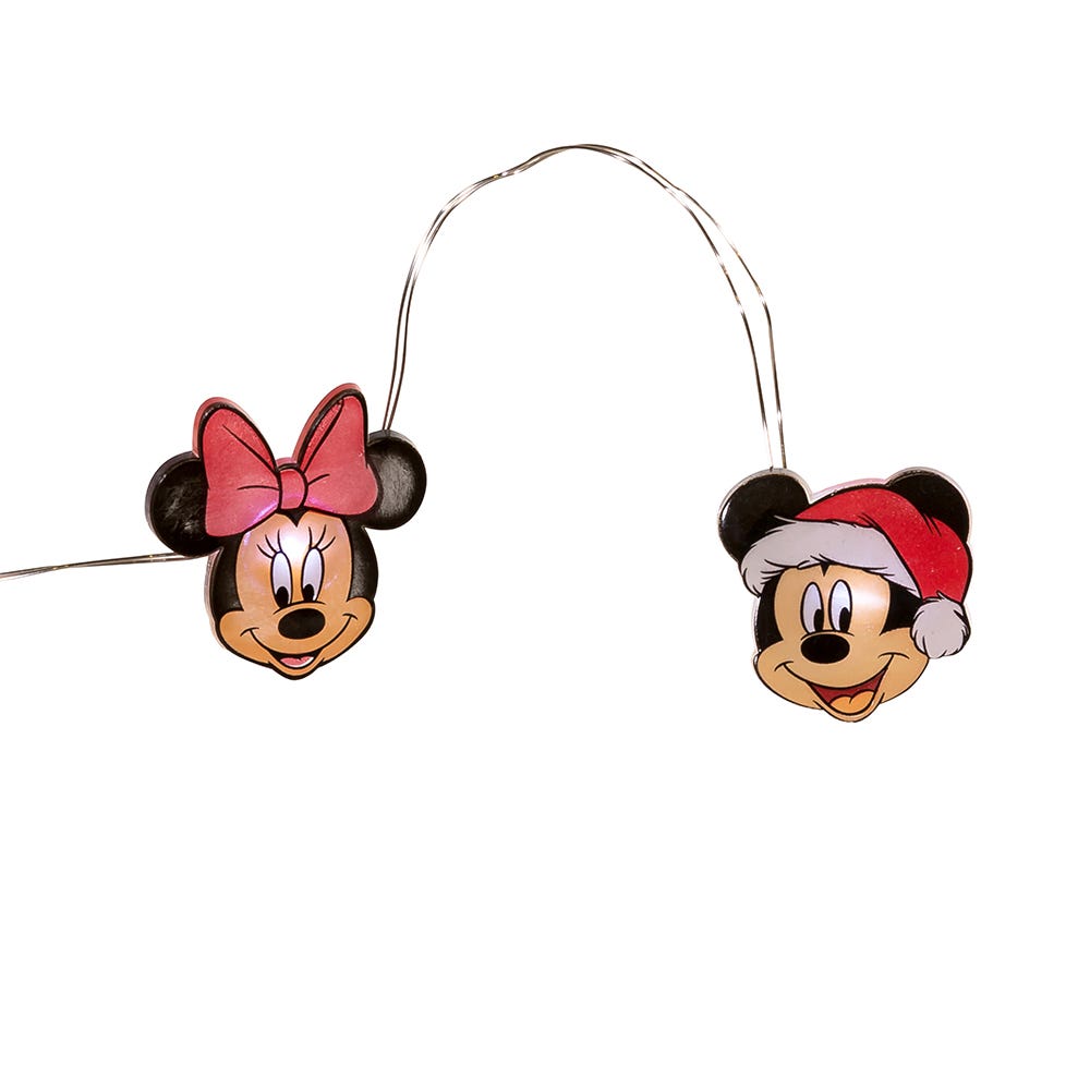 Battery-Operated Mickey and Minnie LED Fairy Light Set