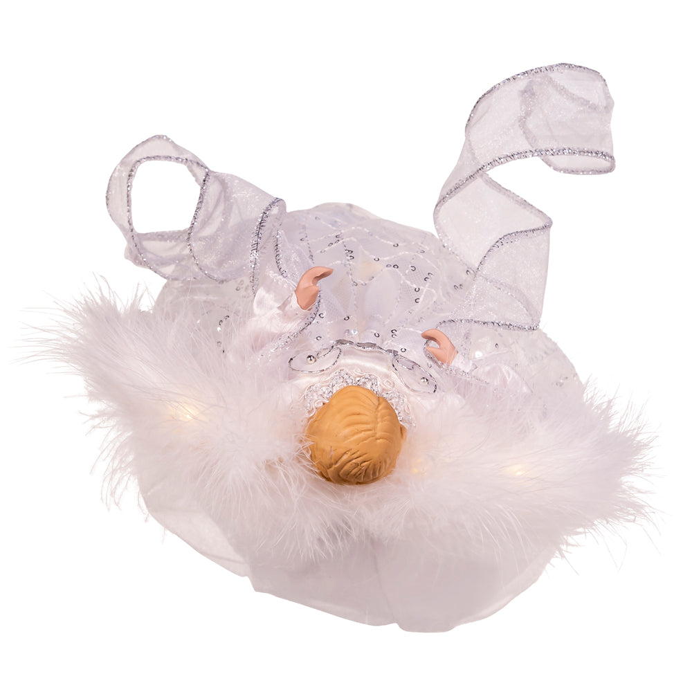 Battery Operated Silver and White Fairy Light LED Angel Treetop