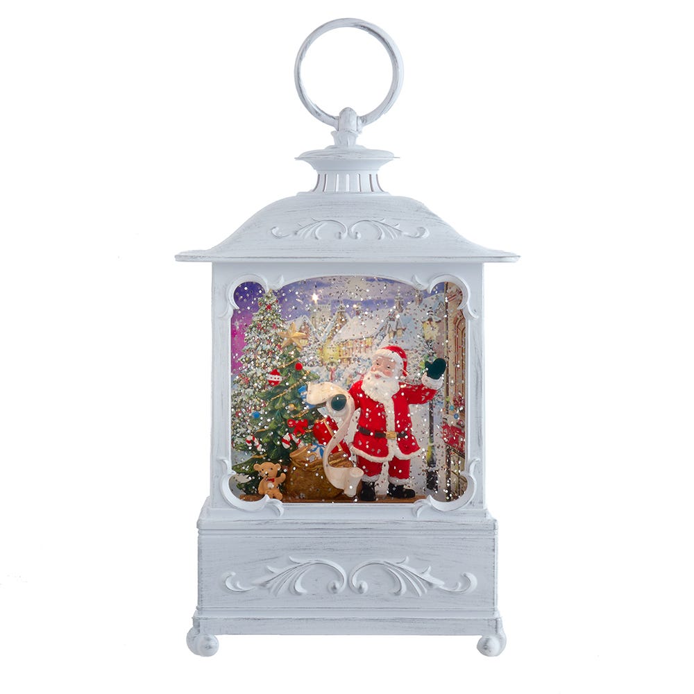 Battery Operated Warm White LED Lighted Santa With Gifts Lantern