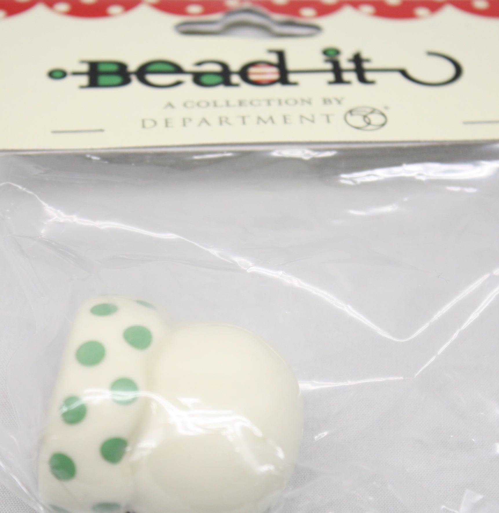 Bead It - Bead Body White With Green Dots