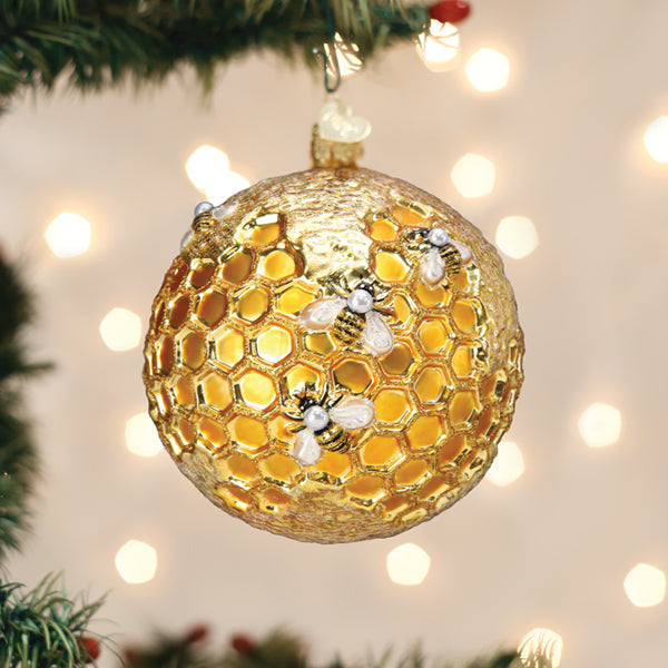 Bee Blessed Round Glass Ornament