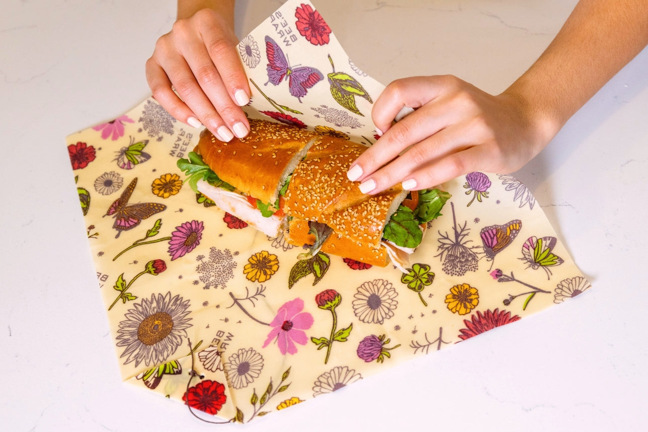 Bee's Wrap Food Wrap - Meadow Magic Print - Vegan Sandwich Wrap