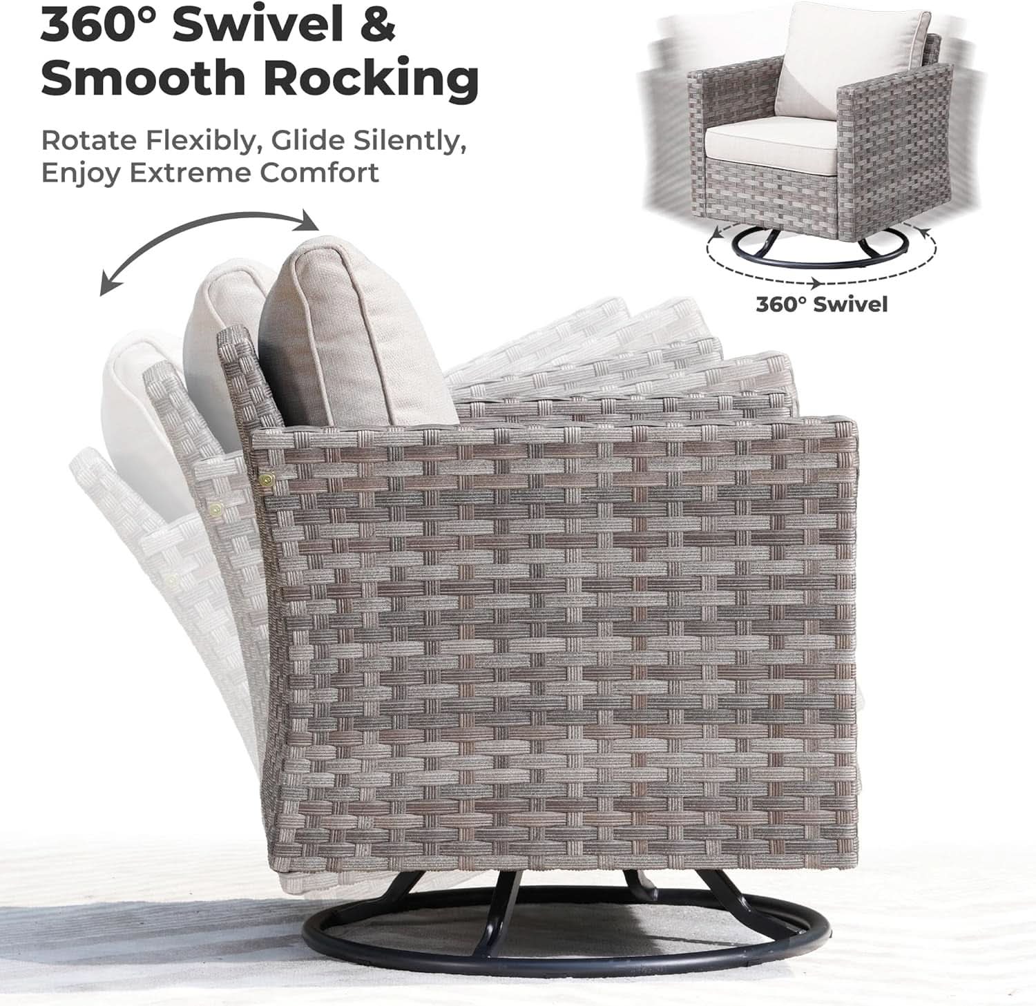 Beige 9 Piece Patio Set With Modular Sectional And Fire Pit